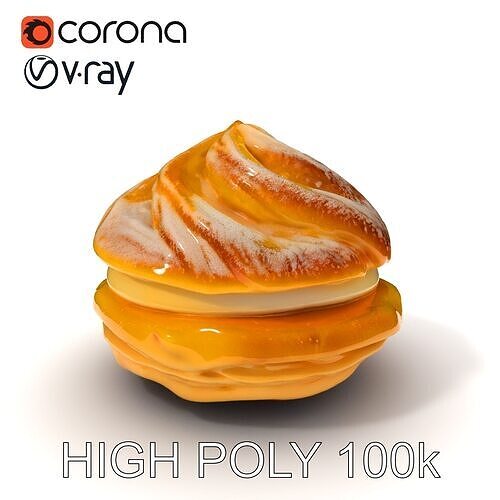 Pastry Swirl Dessert with Cream Filling model pack Low-poly 3D model