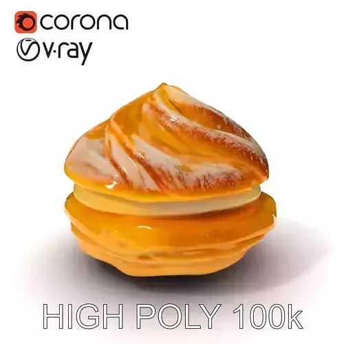 Pastry Swirl Dessert with Cream Filling model pack