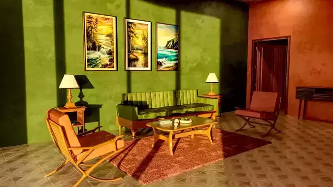 70s Living Room 3D model