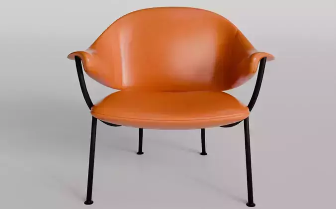Realistic Orange Leather Chair 3D Model