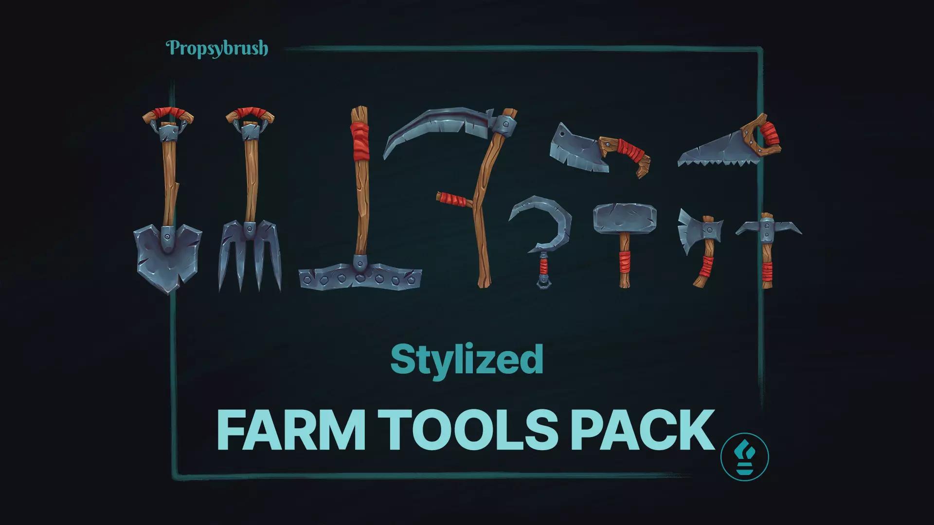 Stylized Farm Tools Props - Low-poly Hand-Painted Game Assets - 3D Model Collection_0