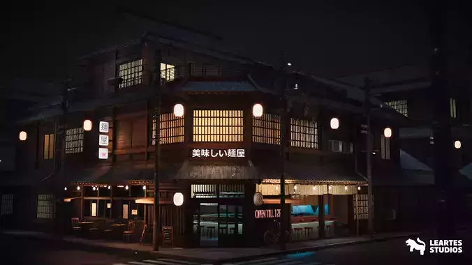 Ramen Restaurant Environment Low-poly 3D model