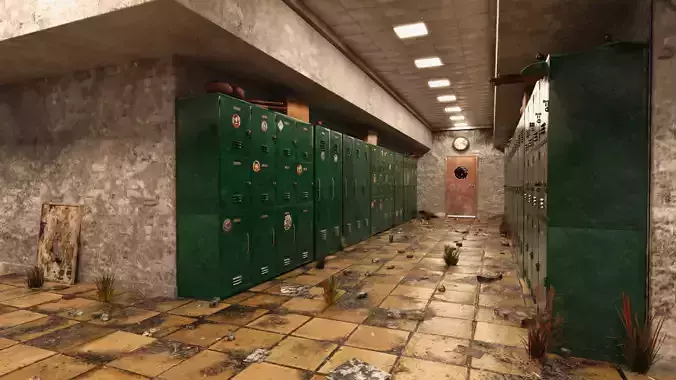 Abandoned 1970 Locker Hallway 3D model