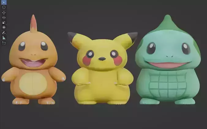 Pokemon Starter Trio 3D Print Model