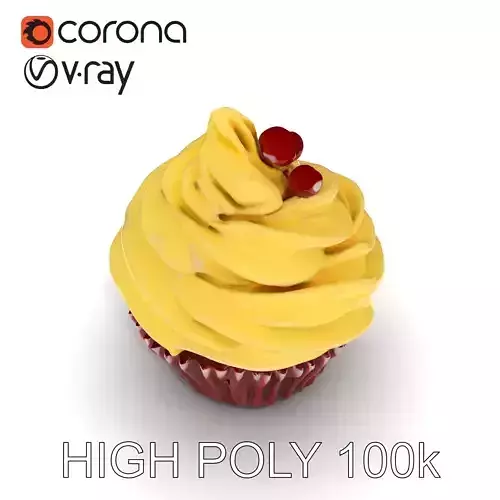 Red Velvet Cupcake with Cream Cheese Frosting model pack Low-poly 3D model