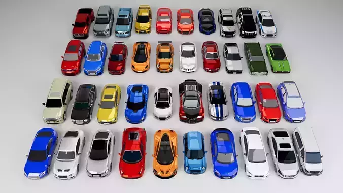 40 Lowpoly Car Pack Low-poly 3D model