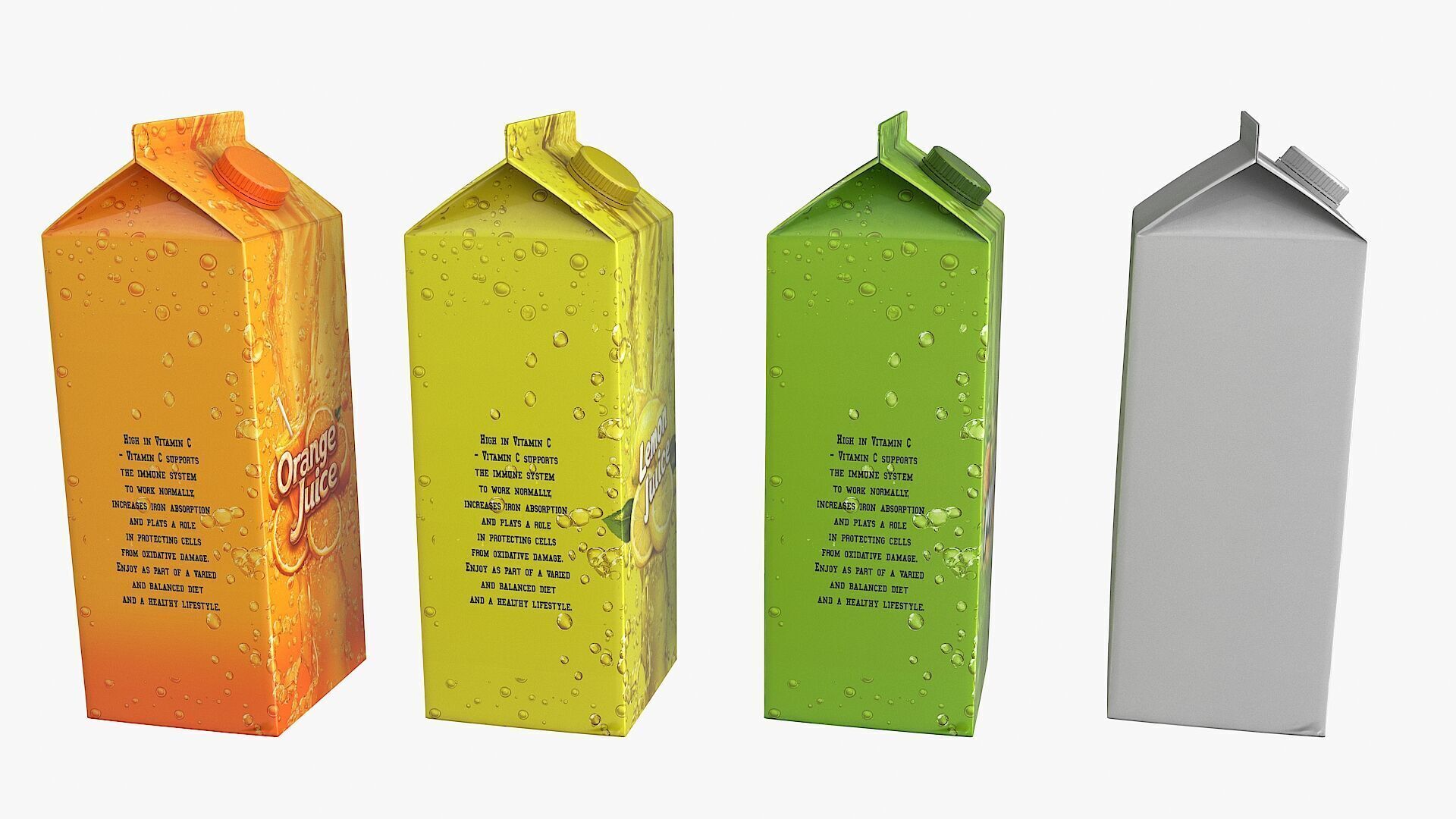 Juice Paper Box Packaging Low-poly 3D model_6