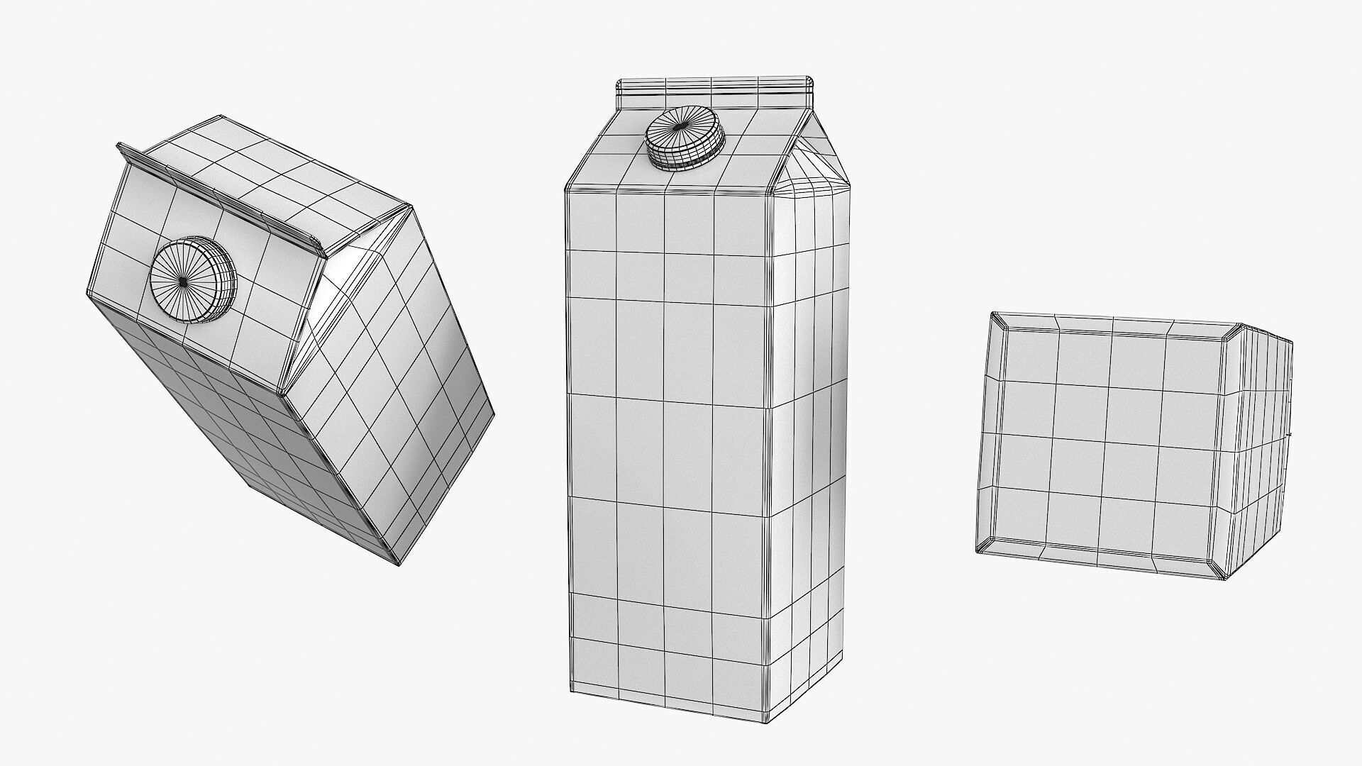 Juice Paper Box Packaging Low-poly 3D model_11