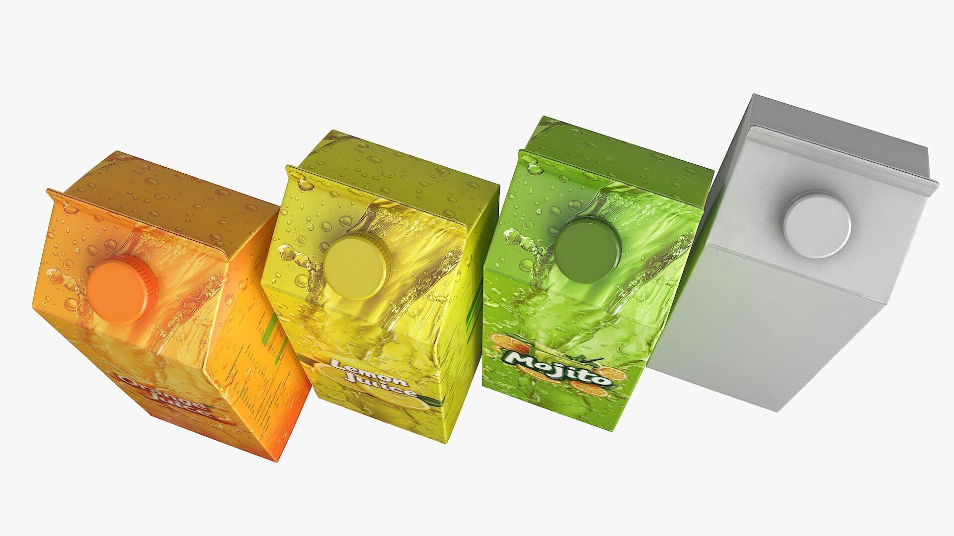 Juice Paper Box Packaging Low-poly 3D model_3