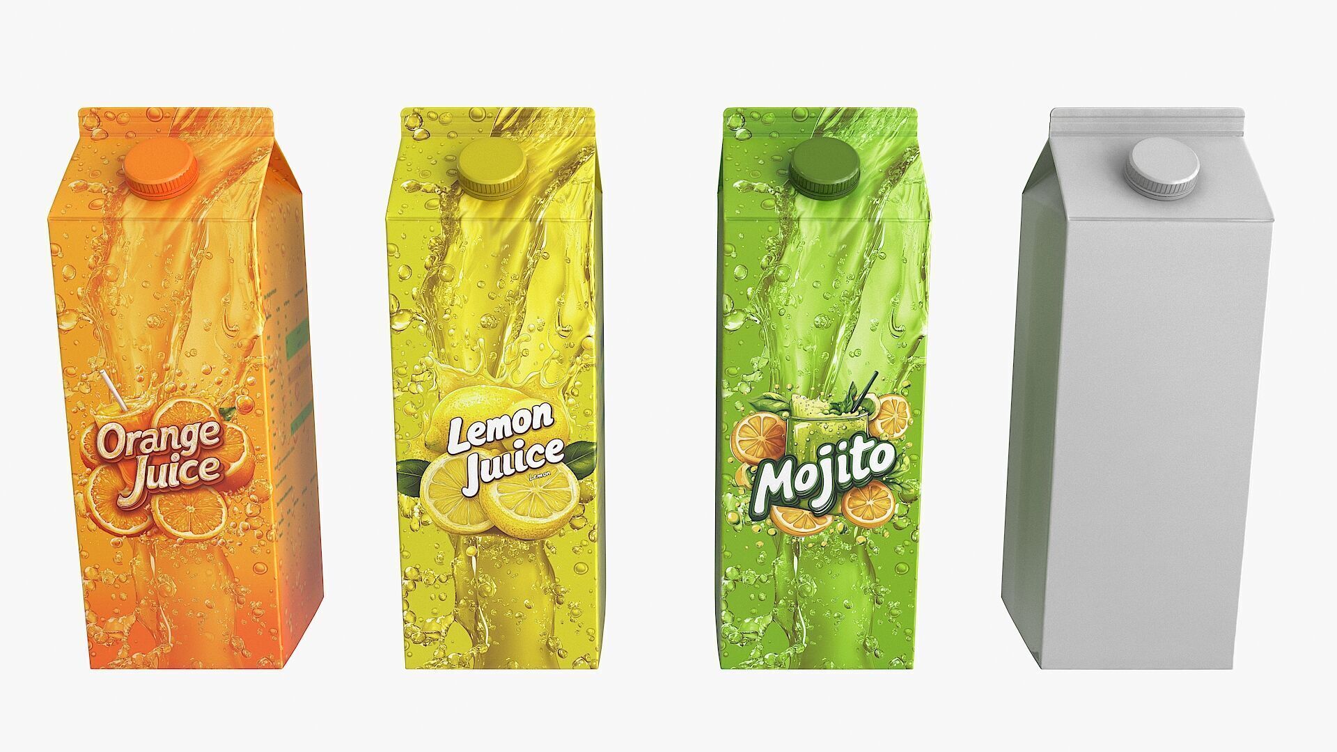 Juice Paper Box Packaging Low-poly 3D model_2