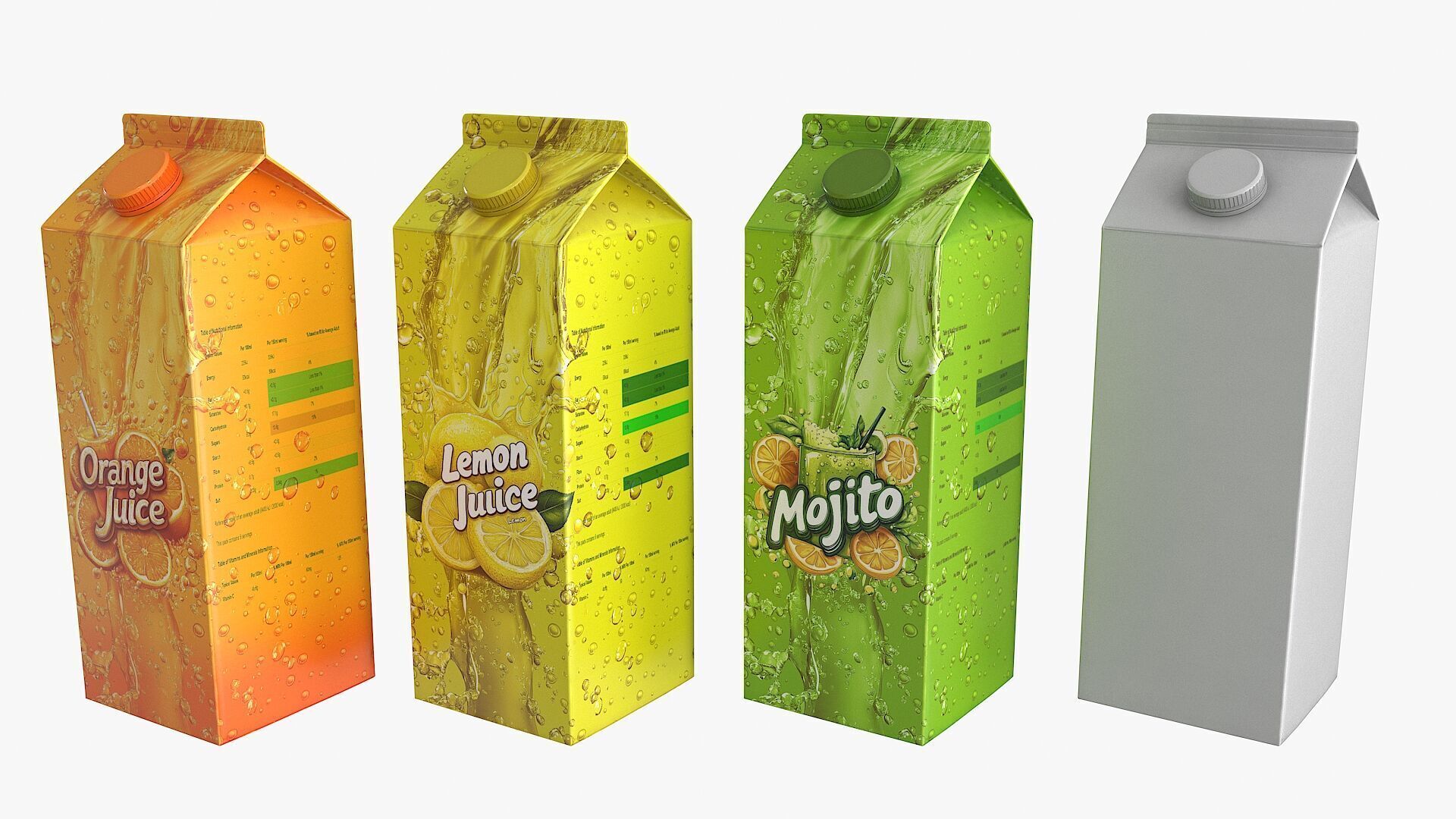 Juice Paper Box Packaging Low-poly 3D model_10