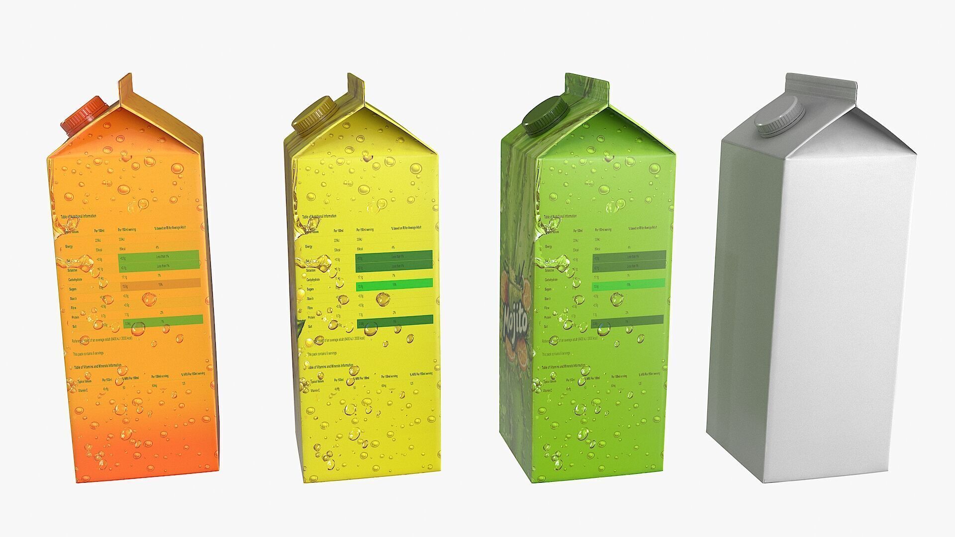 Juice Paper Box Packaging Low-poly 3D model_9