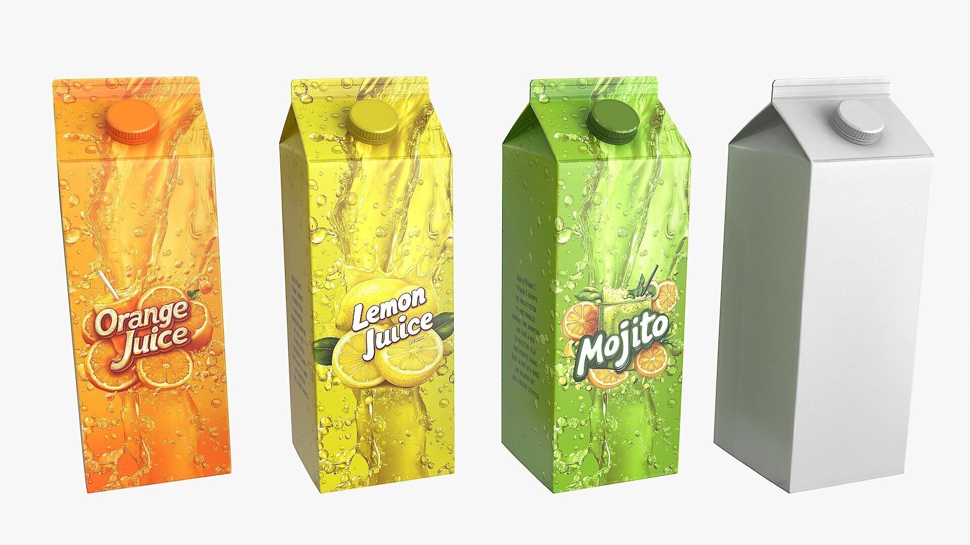 Juice Paper Box Packaging Low-poly 3D model_5