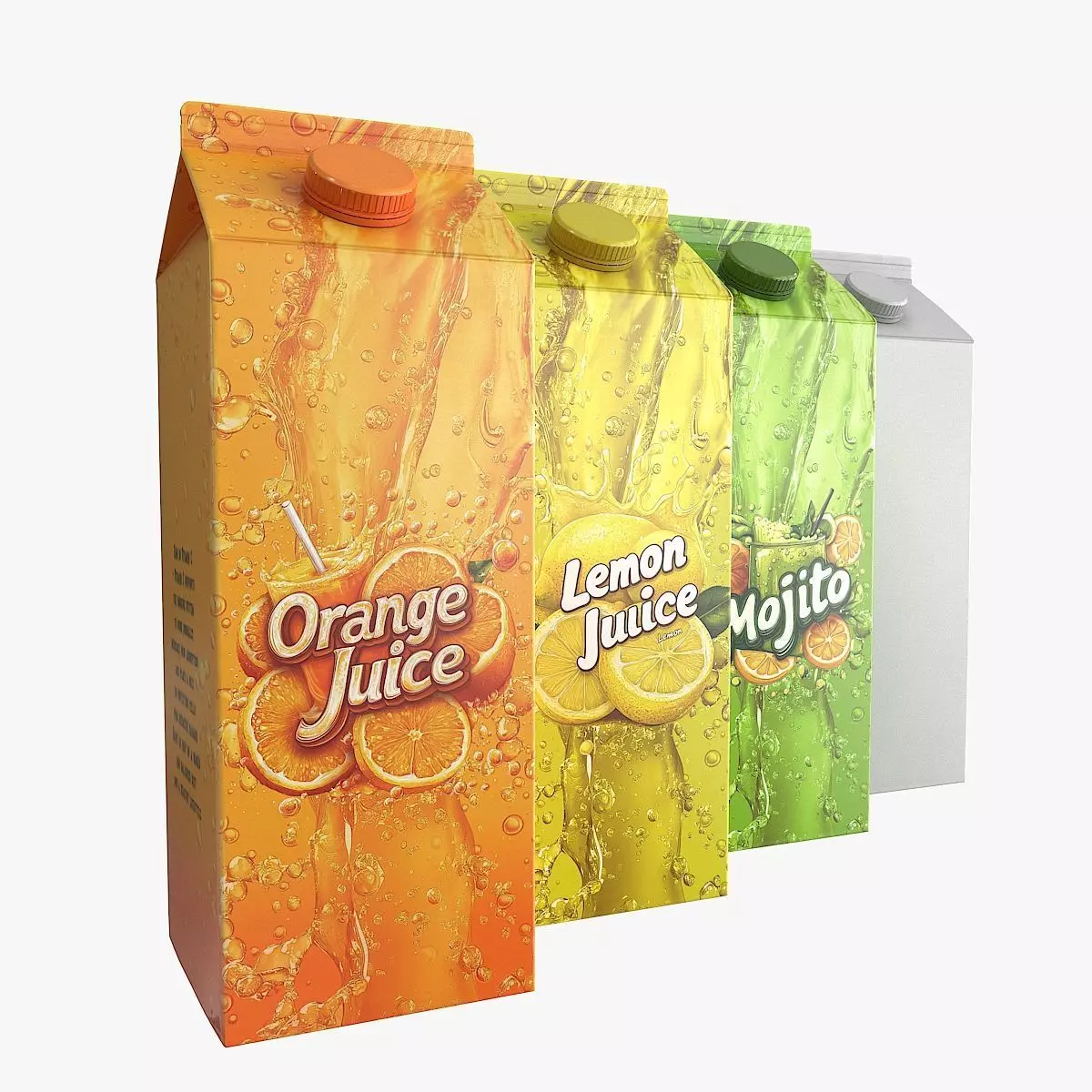 Juice Paper Box Packaging Low-poly 3D model_0