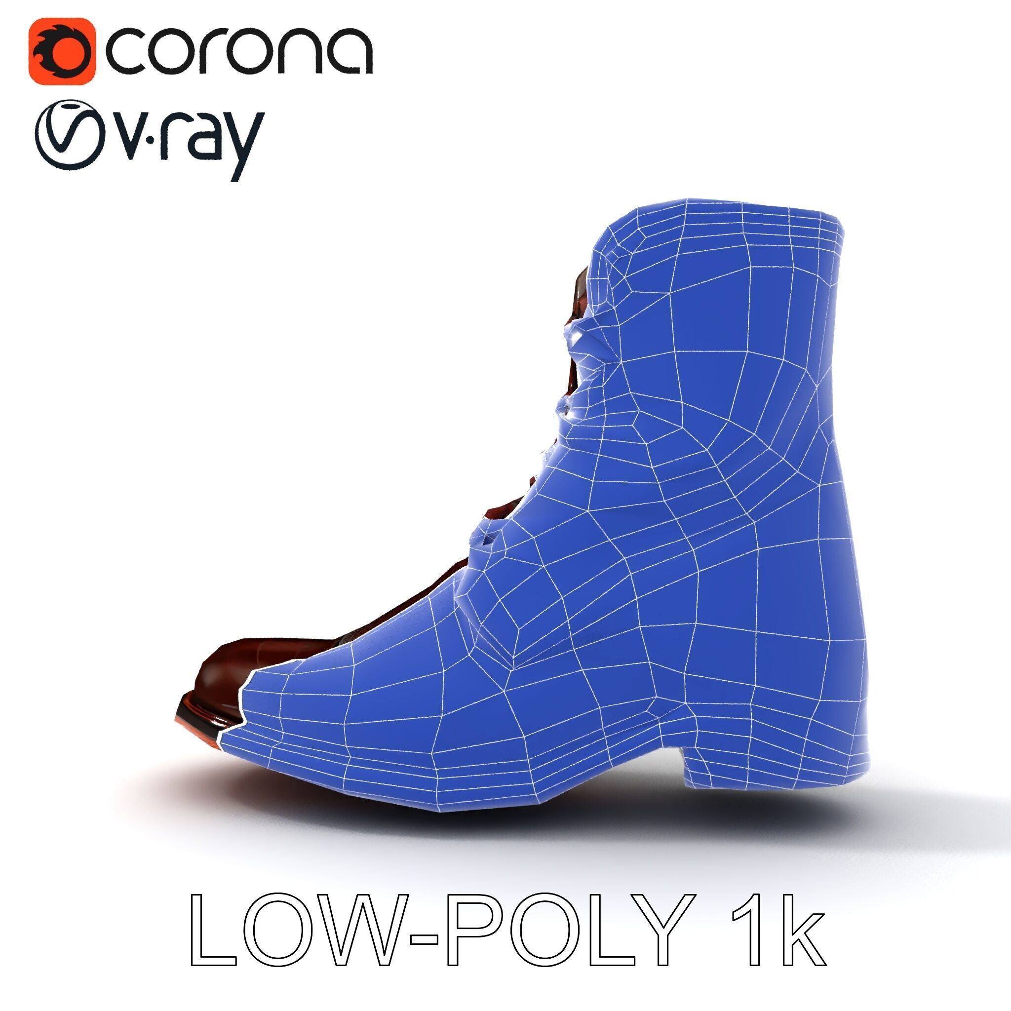 Elegant Crocodile Pattern Leather Boot Model Pack Low-poly 3D model_3