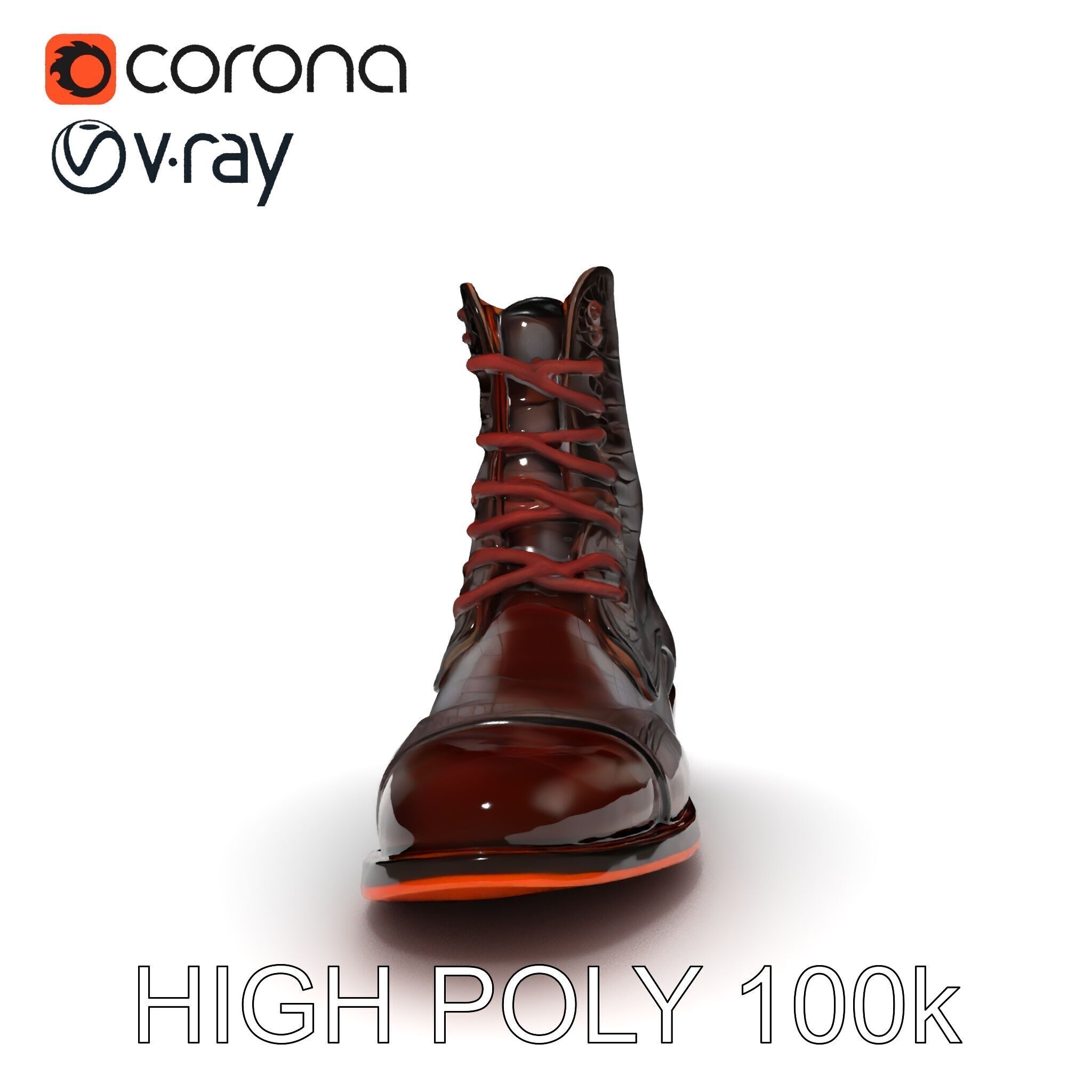 Elegant Crocodile Pattern Leather Boot Model Pack Low-poly 3D model_14