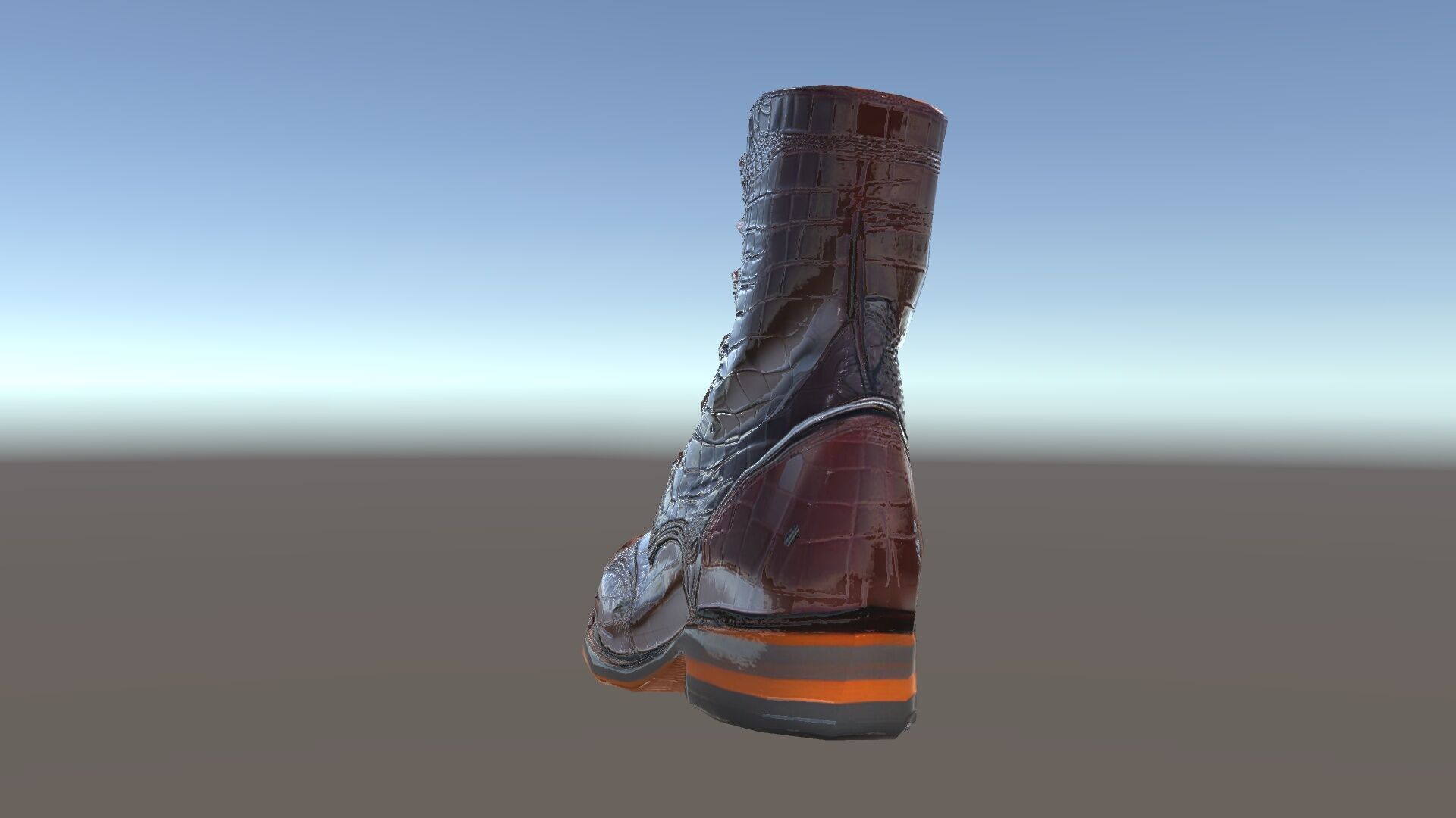 Elegant Crocodile Pattern Leather Boot Model Pack Low-poly 3D model_9