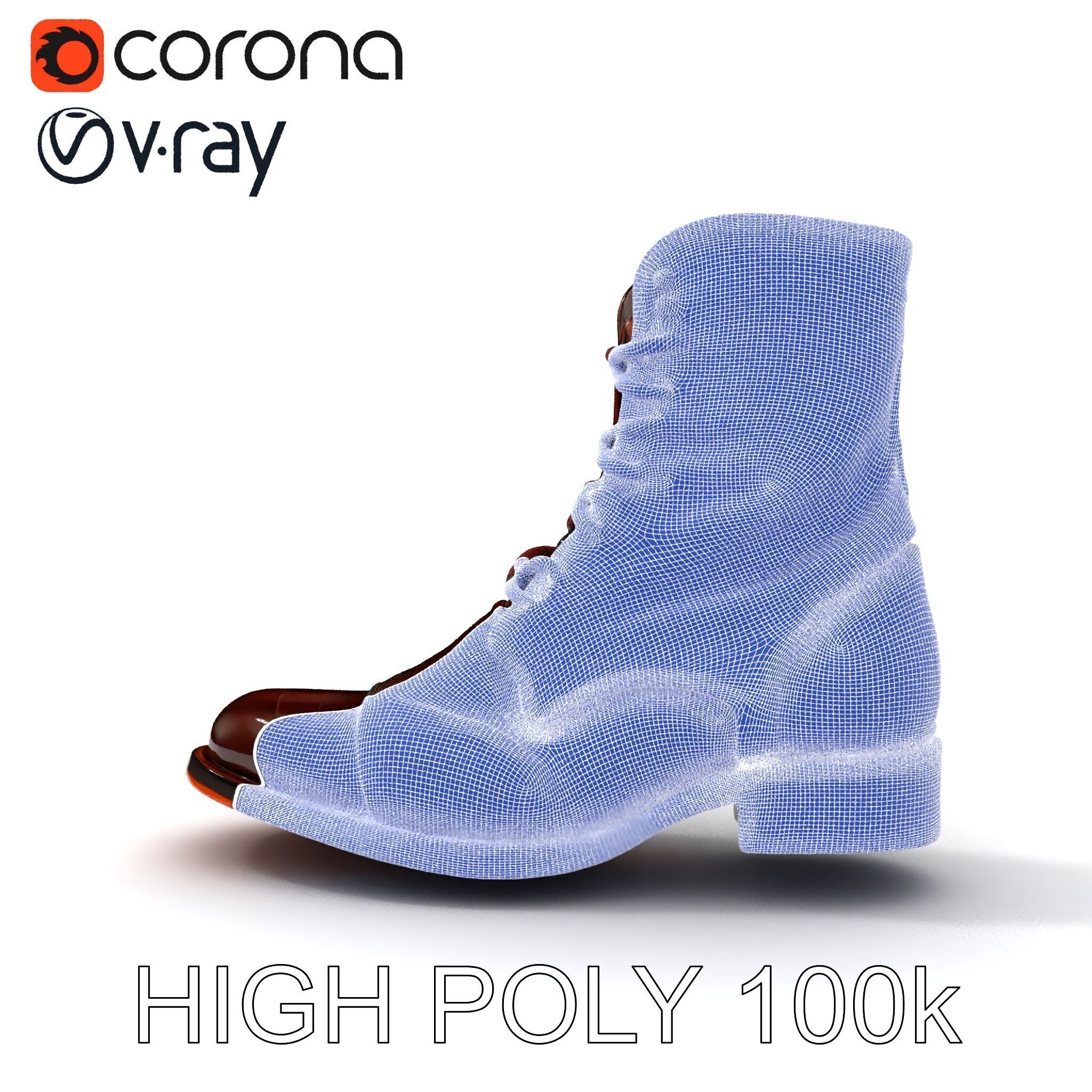 Elegant Crocodile Pattern Leather Boot Model Pack Low-poly 3D model_36