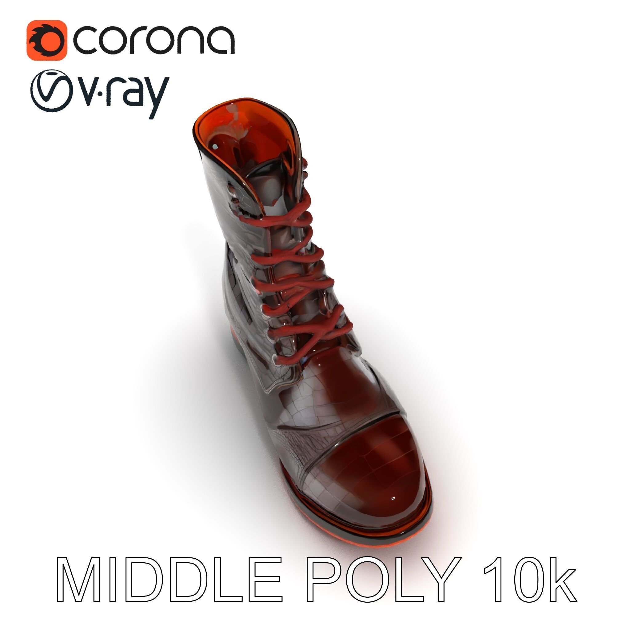 Elegant Crocodile Pattern Leather Boot Model Pack Low-poly 3D model_2
