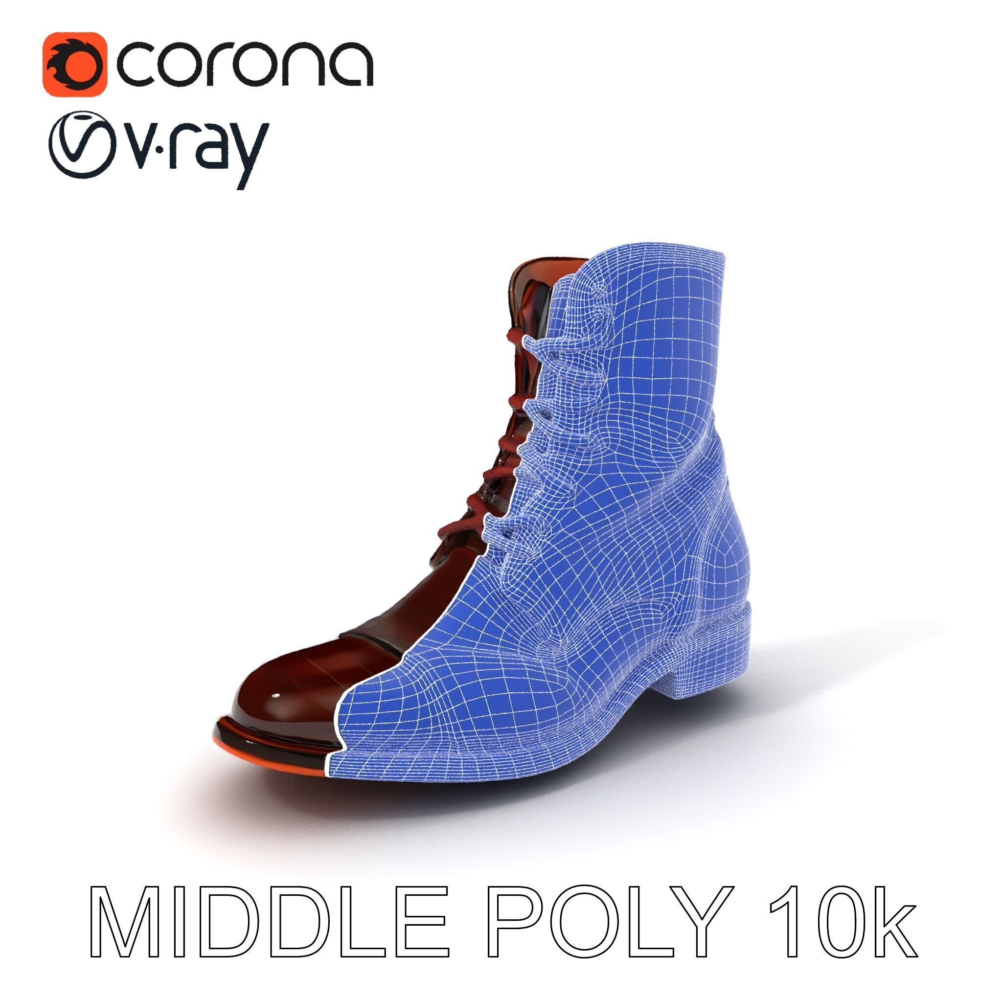 Elegant Crocodile Pattern Leather Boot Model Pack Low-poly 3D model_5