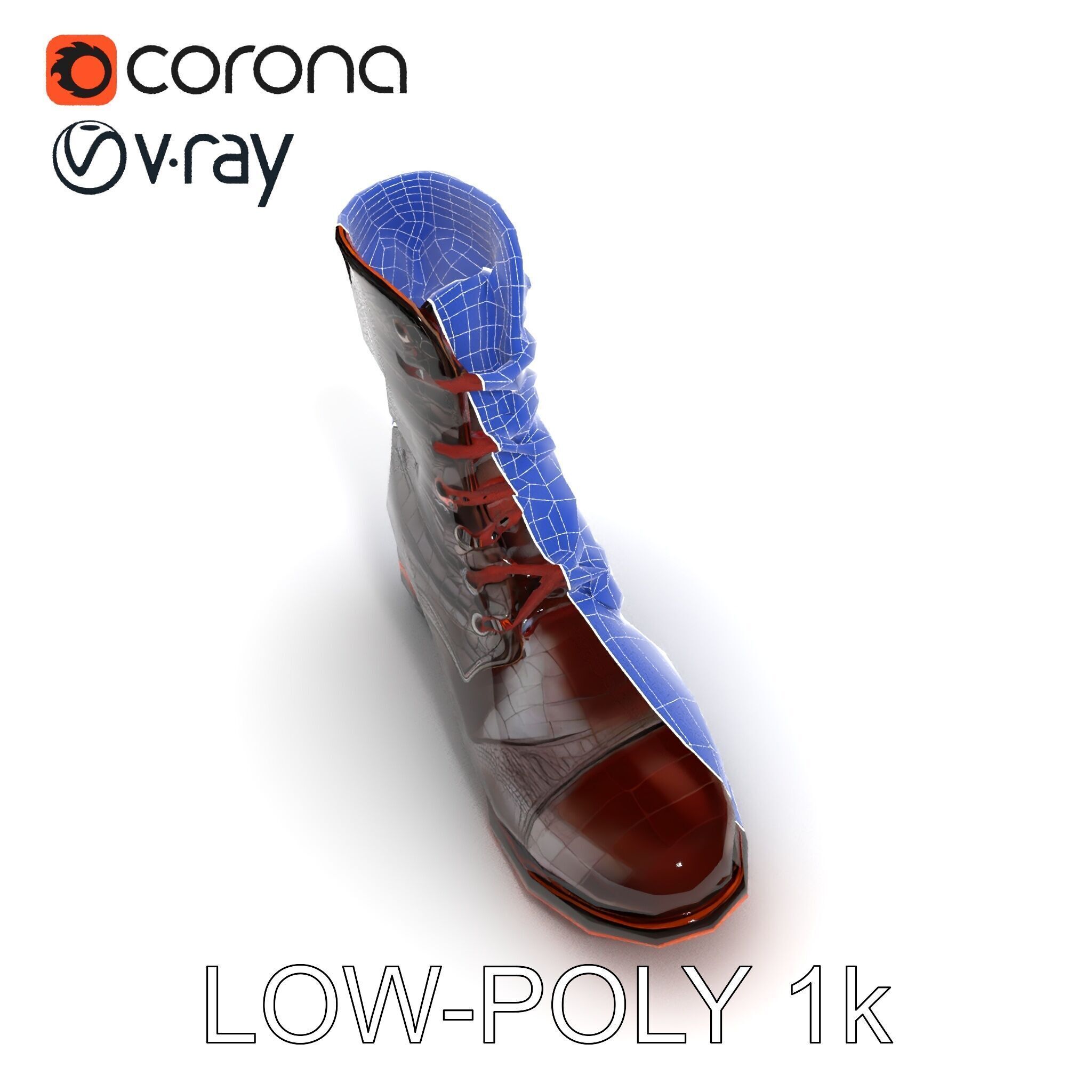 Elegant Crocodile Pattern Leather Boot Model Pack Low-poly 3D model_29