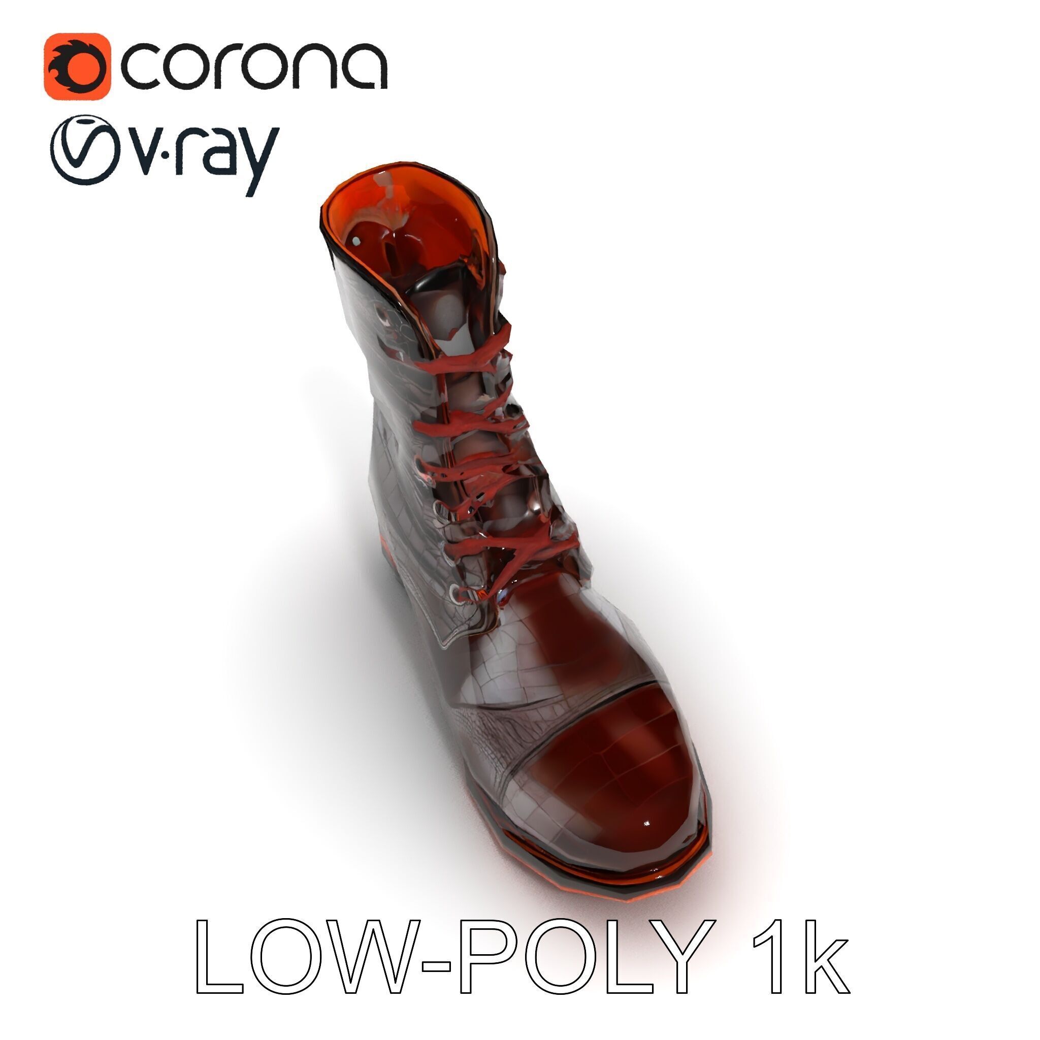 Elegant Crocodile Pattern Leather Boot Model Pack Low-poly 3D model_21