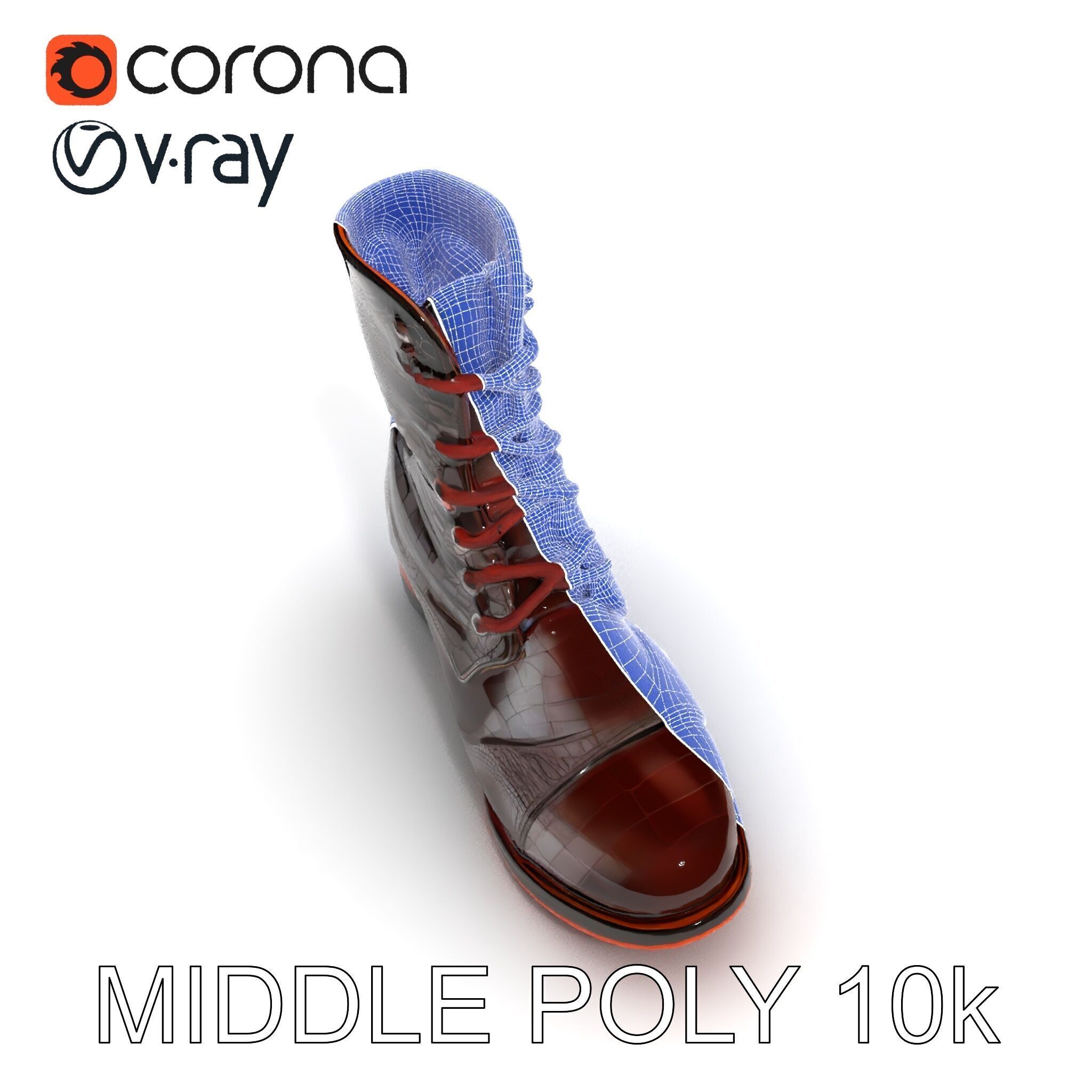 Elegant Crocodile Pattern Leather Boot Model Pack Low-poly 3D model_19