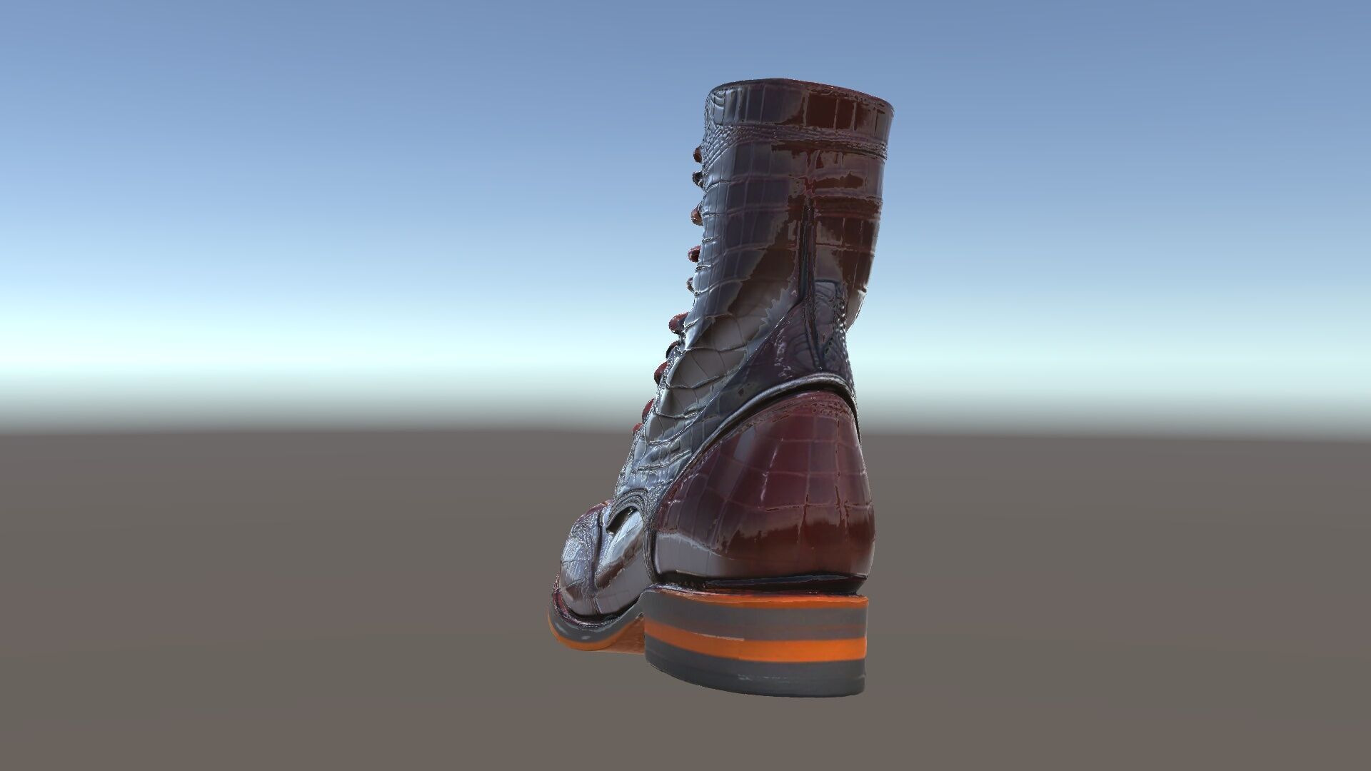 Elegant Crocodile Pattern Leather Boot Model Pack Low-poly 3D model_11