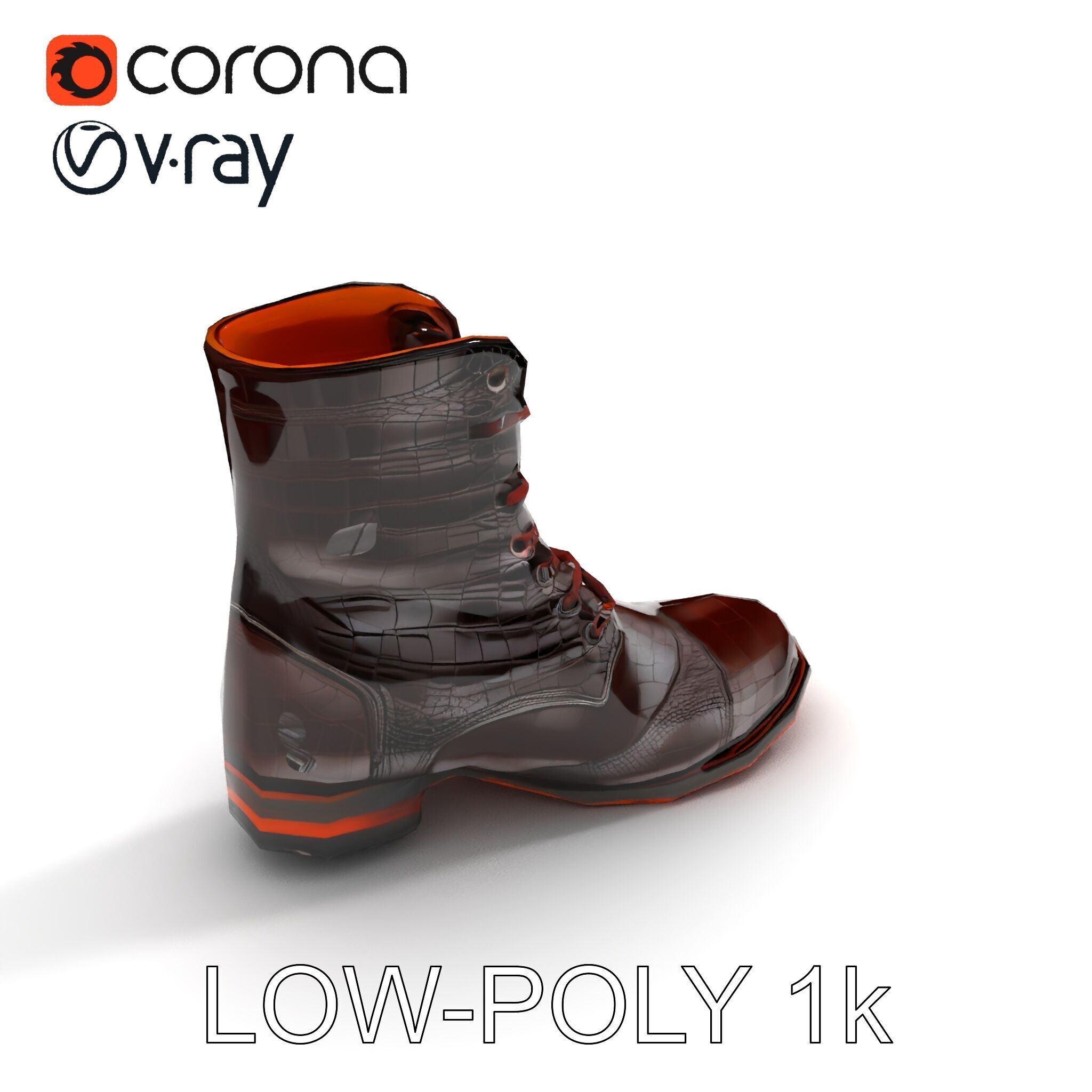 Elegant Crocodile Pattern Leather Boot Model Pack Low-poly 3D model_17