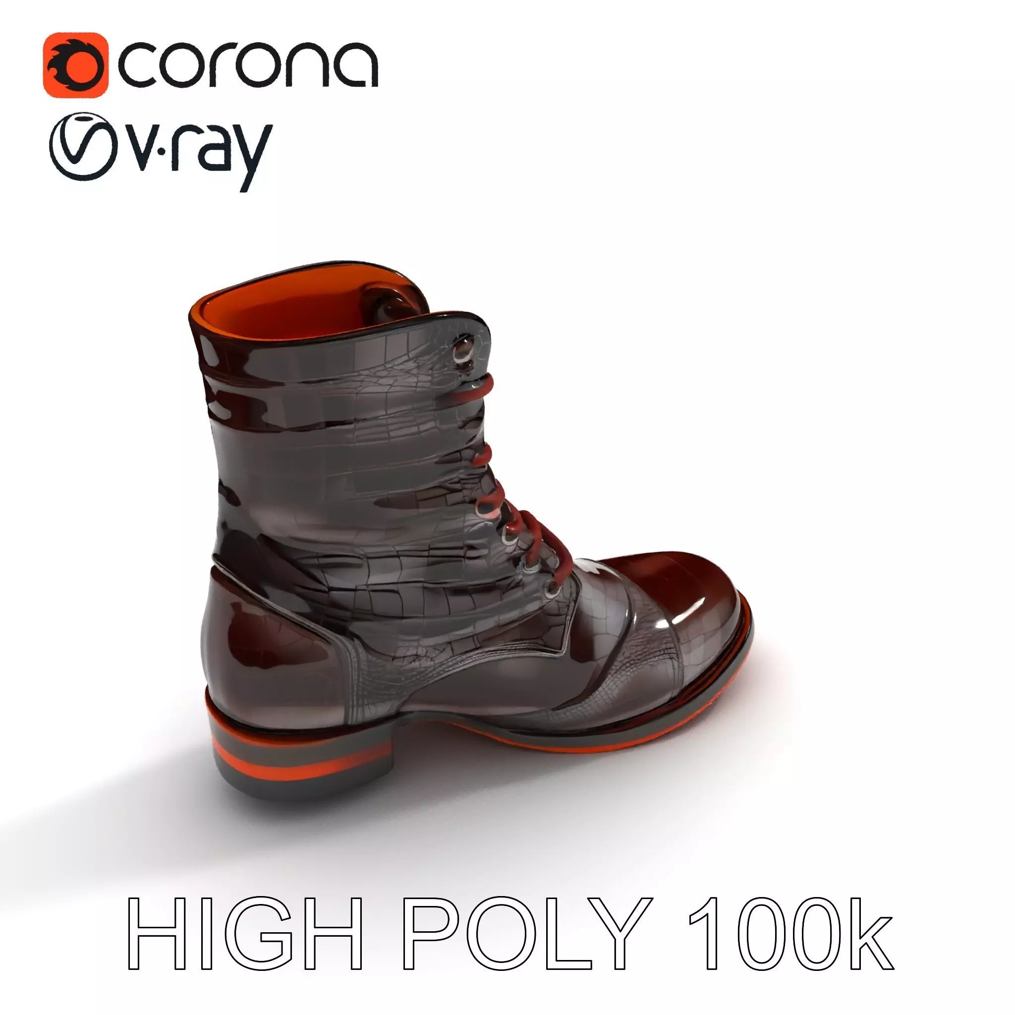 Elegant Crocodile Pattern Leather Boot Model Pack Low-poly 3D model_0