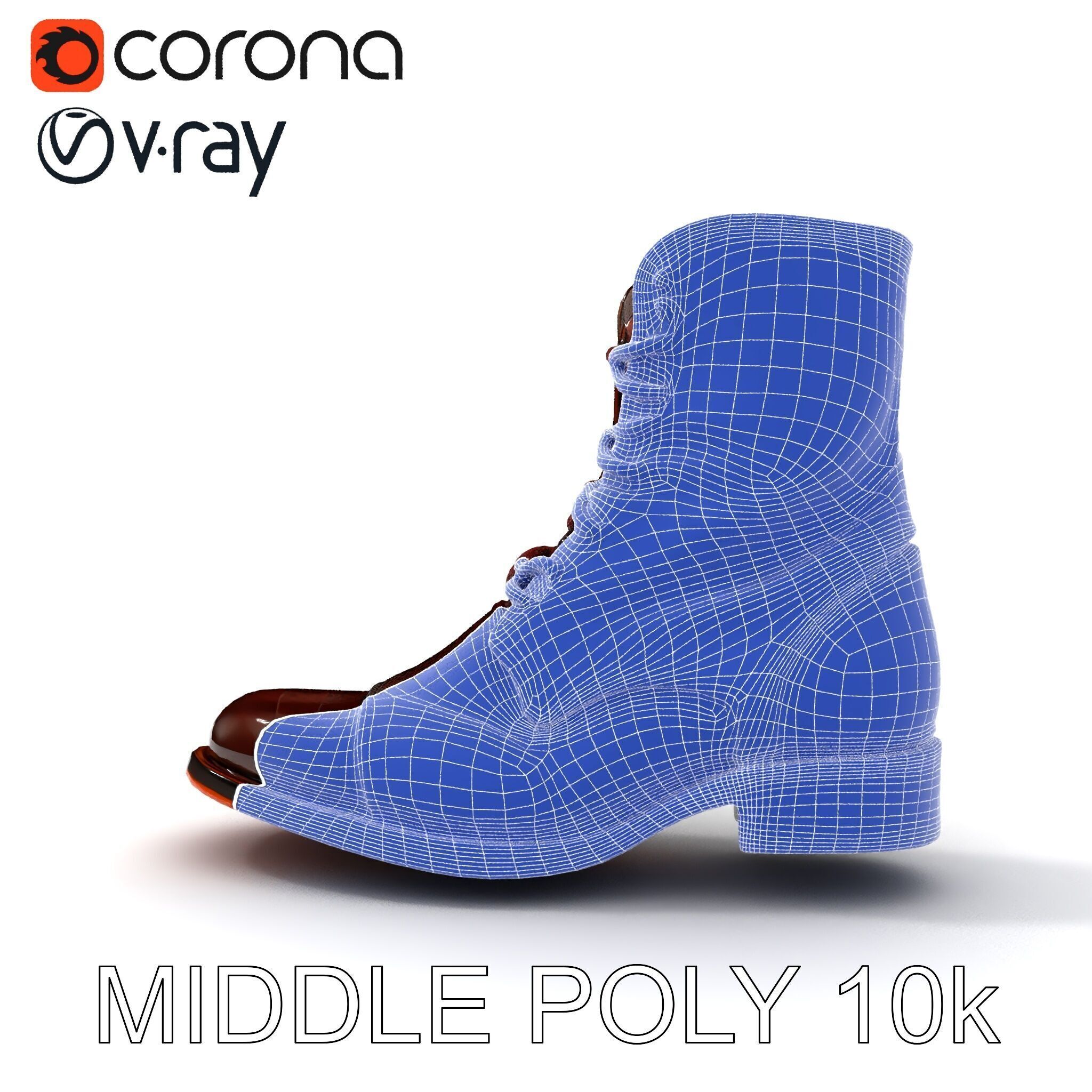 Elegant Crocodile Pattern Leather Boot Model Pack Low-poly 3D model_31
