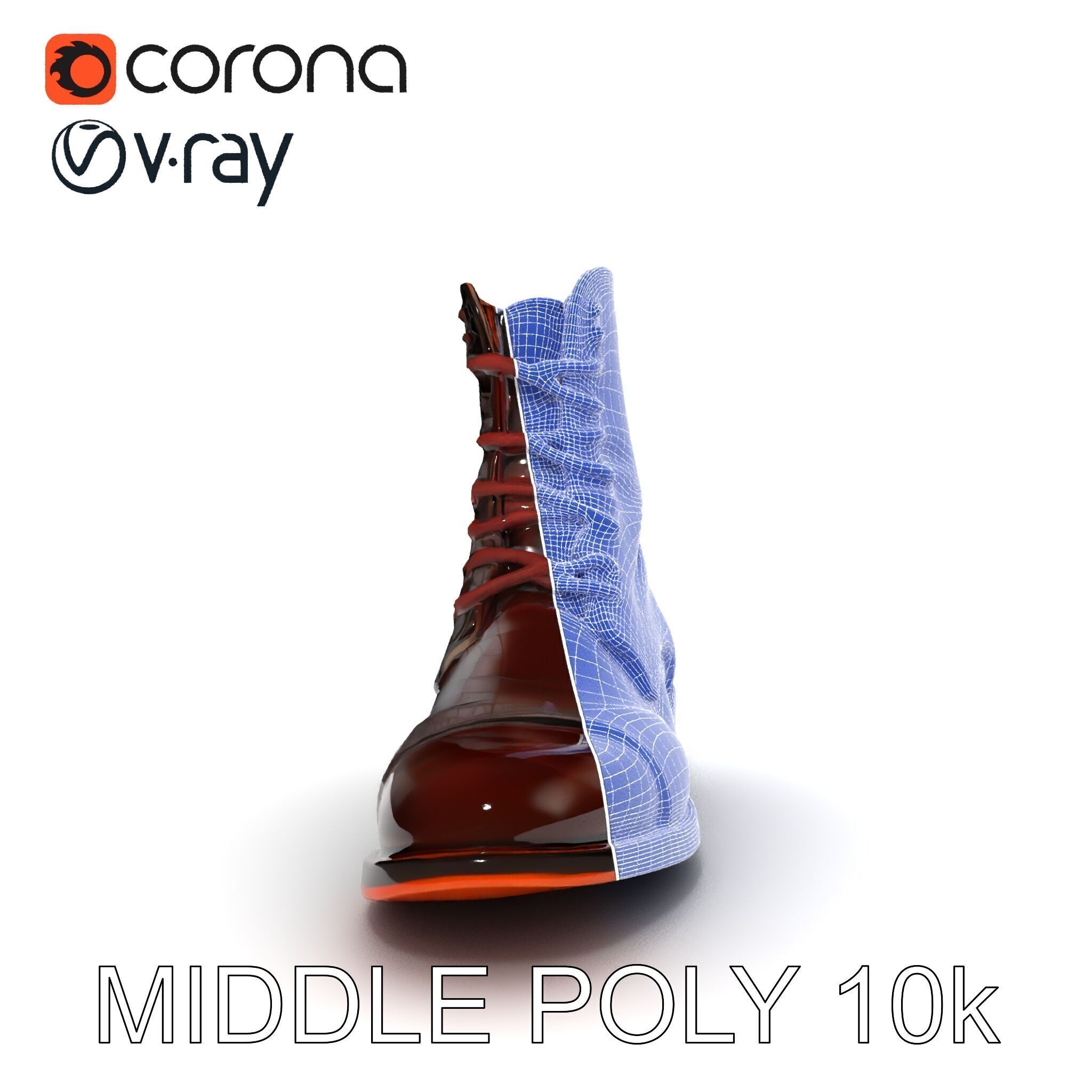 Elegant Crocodile Pattern Leather Boot Model Pack Low-poly 3D model_22