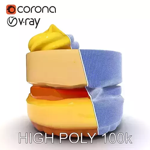 Gourmet Dessert Stack Unique Realistic Model Pack Low-poly 3D model