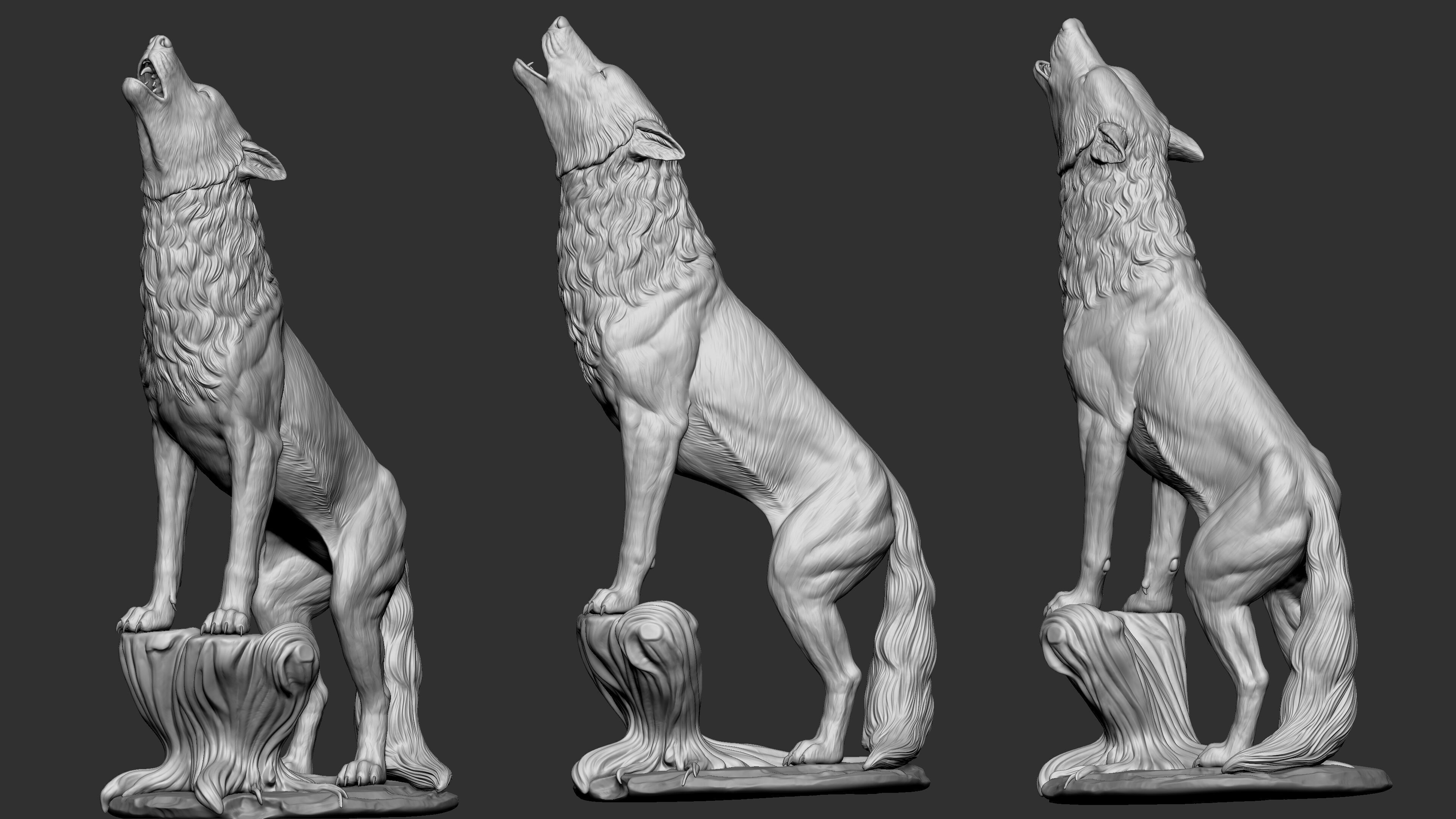 Howling Wolf  Digital Sculpture 3D print model_6
