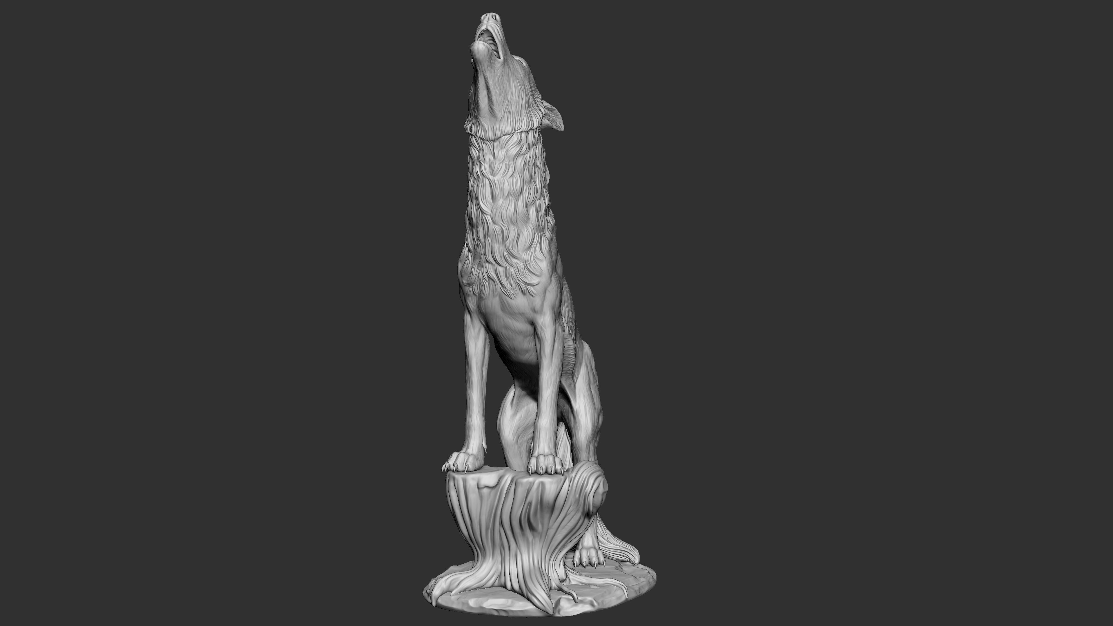 Howling Wolf  Digital Sculpture 3D print model_4