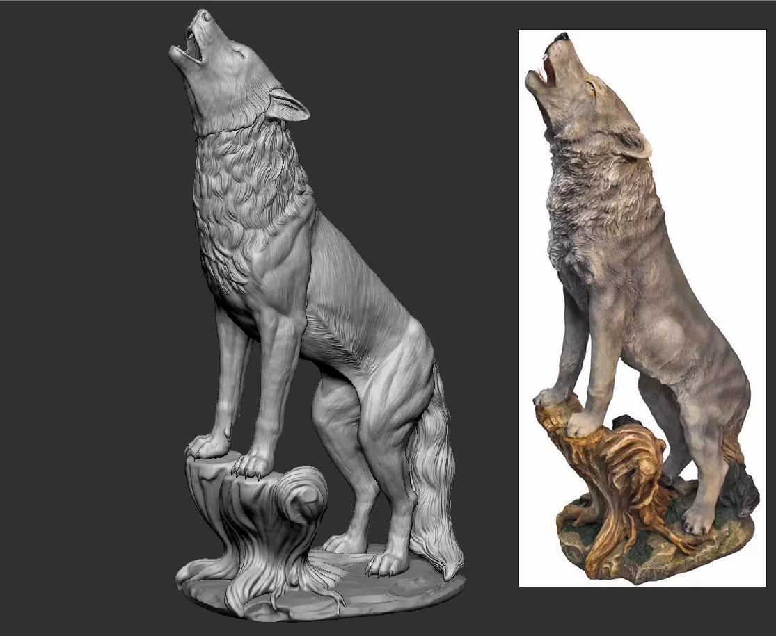 Howling Wolf  Digital Sculpture 3D print model_0