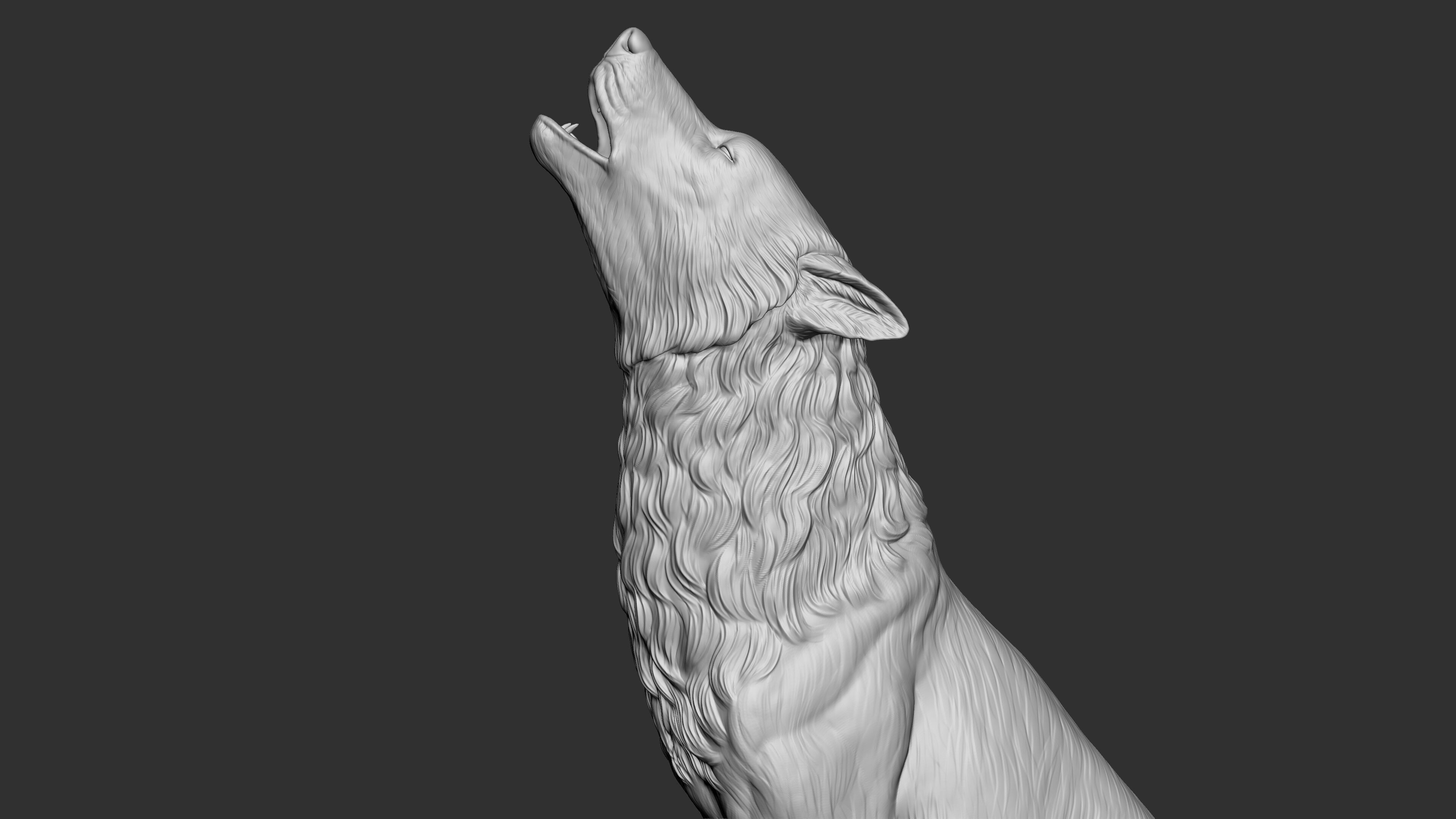 Howling Wolf  Digital Sculpture 3D print model_2