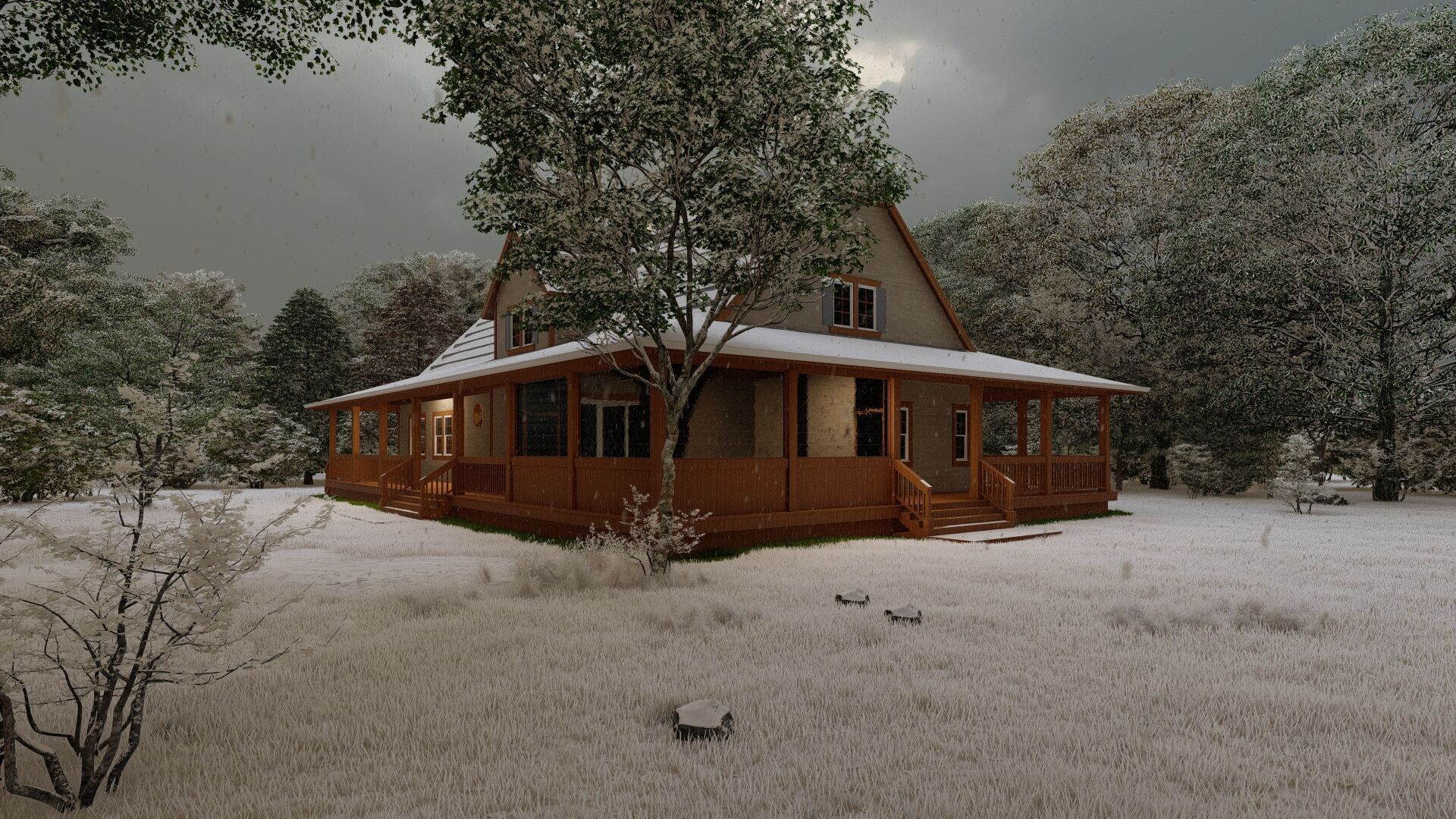 Casa Scene-villa-modern house 3D model_5