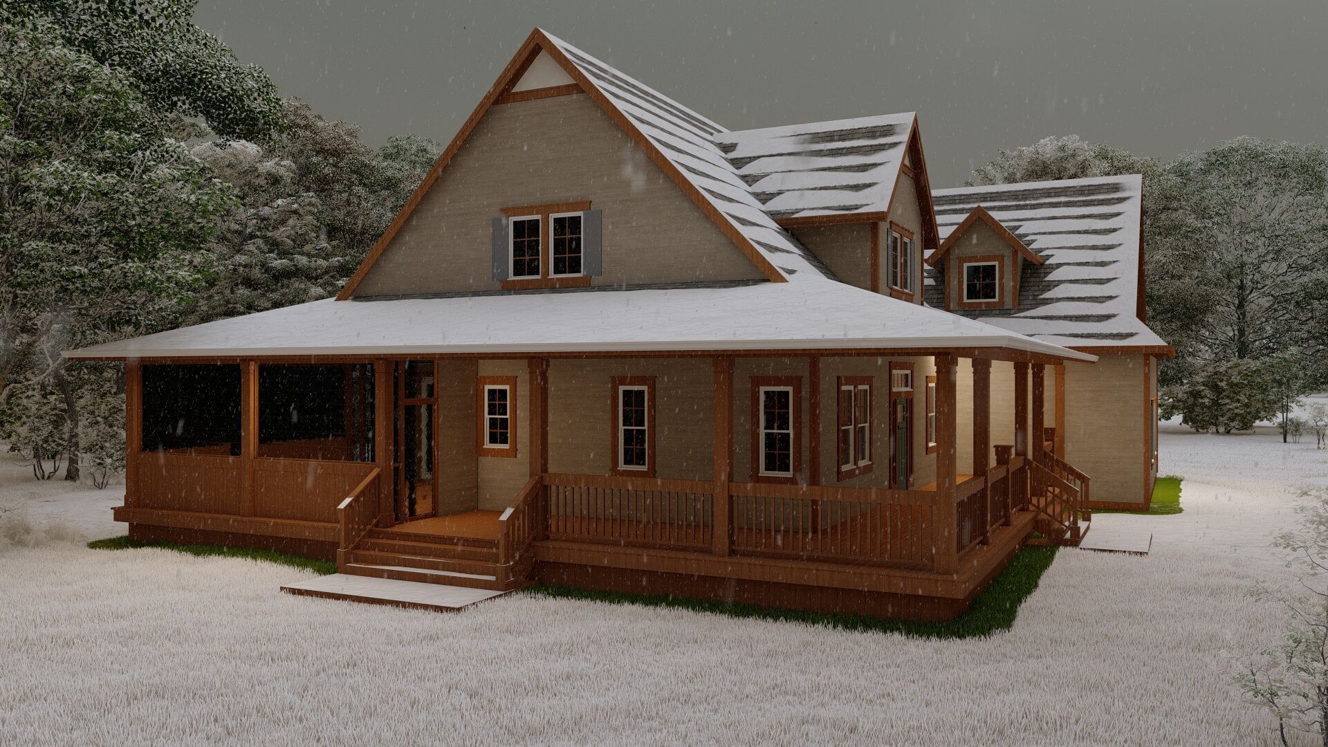 Casa Scene-villa-modern house 3D model_2