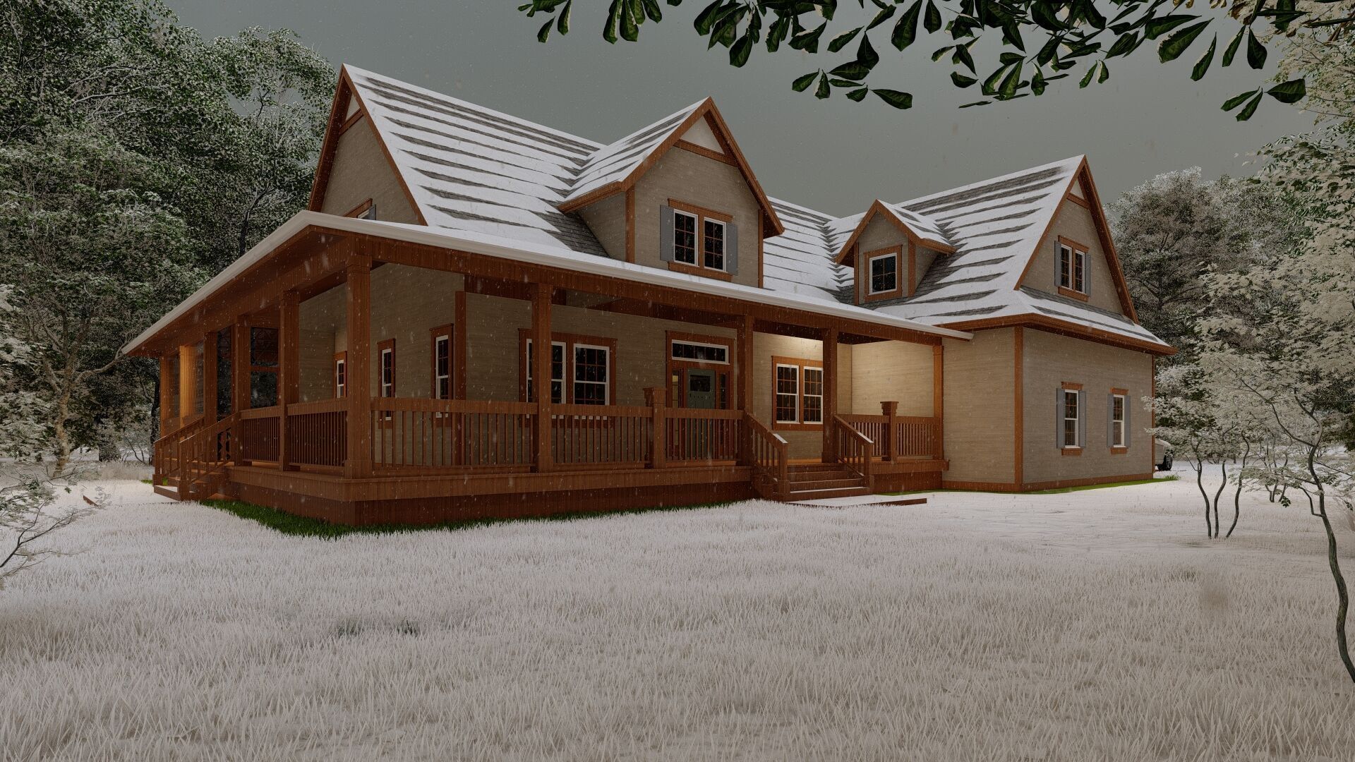 Casa Scene-villa-modern house 3D model_1