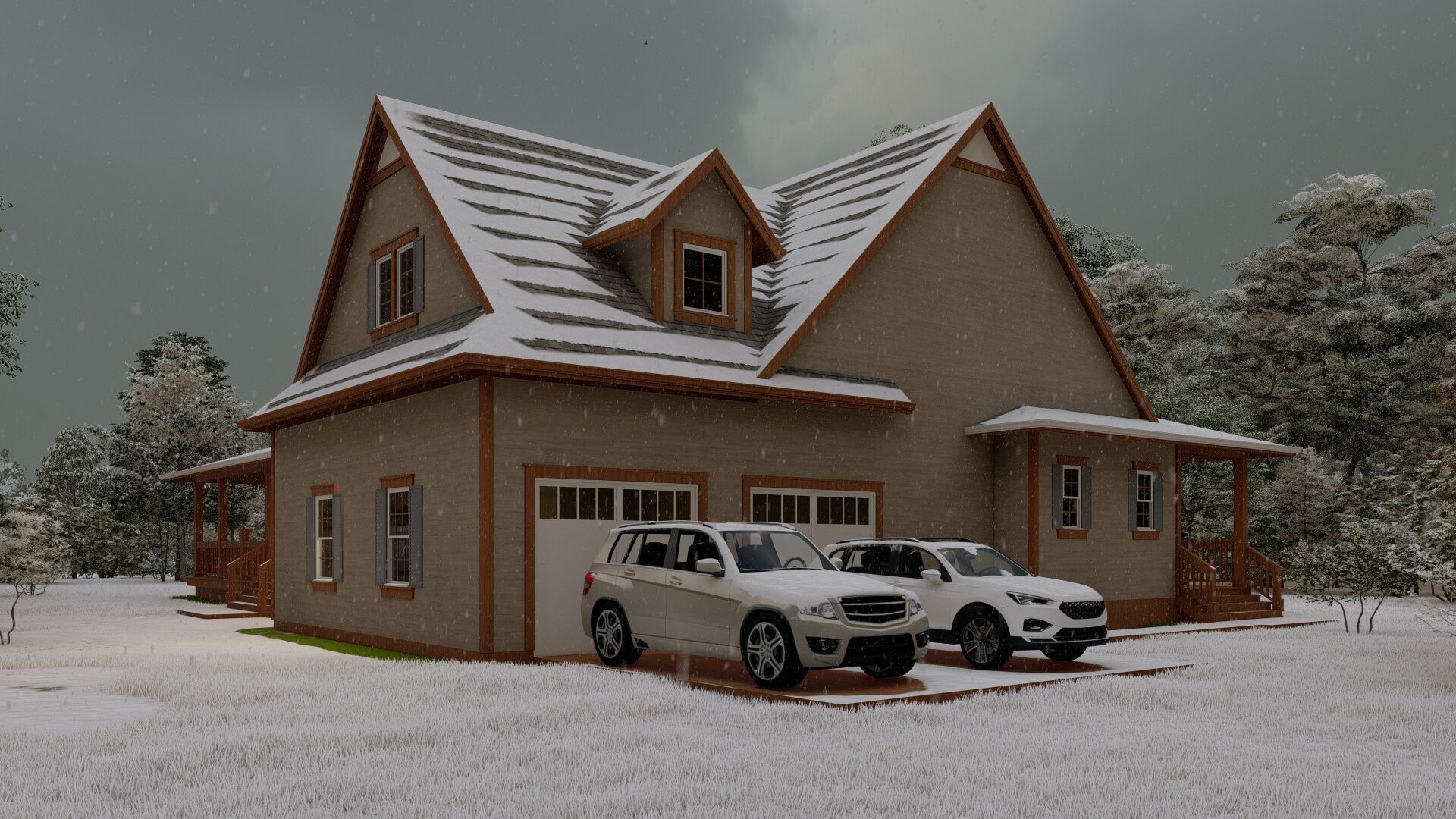 Casa Scene-villa-modern house 3D model_3