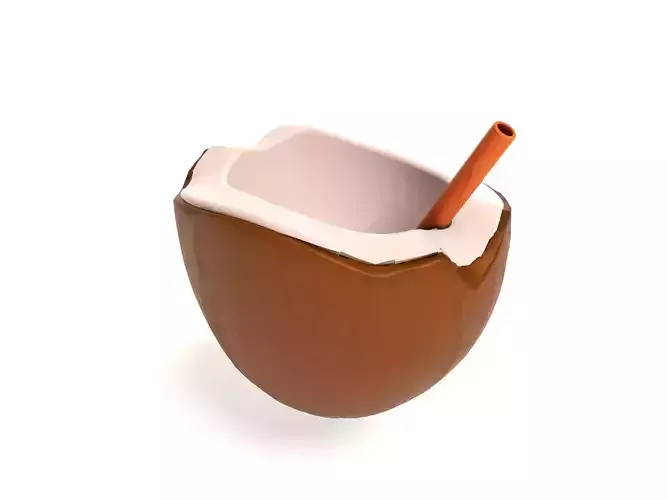 Coconut drink with Straw 3d icon