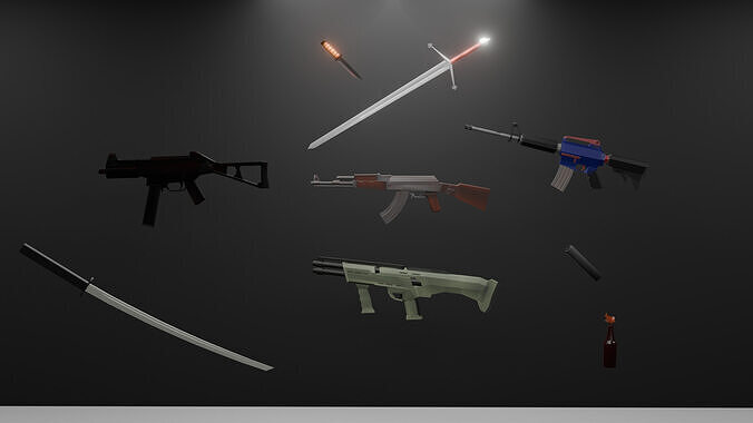 LOW-POLY SURVIVAL WEAPON PACK-GAME READY PBR-FBX-Unity Low-poly 3D model