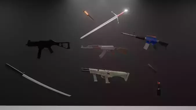 LOW-POLY SURVIVAL WEAPON PACK-GAME READY PBR-FBX-Unity