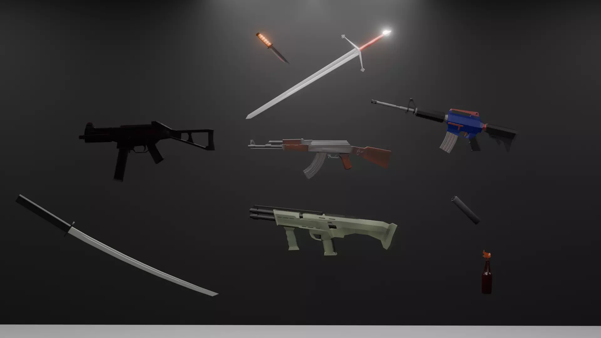 LOW-POLY SURVIVAL WEAPON PACK-GAME READY PBR-FBX-Unity Low-poly 3D model