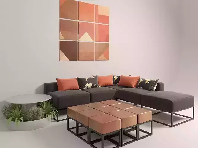 Sofa Table Set in Loft Grey Orange