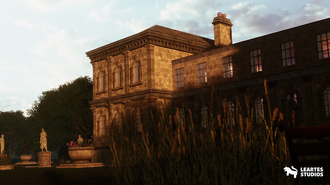 Modular English Mansion Environment Low-poly 3D model 3