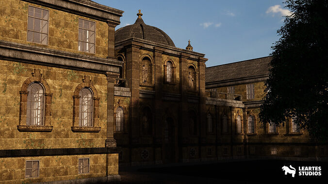 Modular English Mansion Environment Low-poly 3D model 5