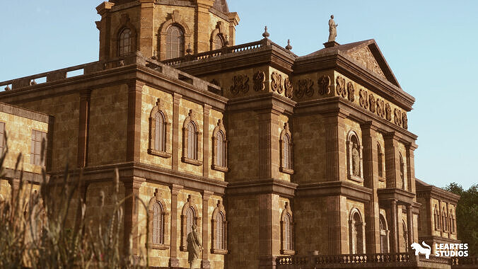 Modular English Mansion Environment Low-poly 3D model 2