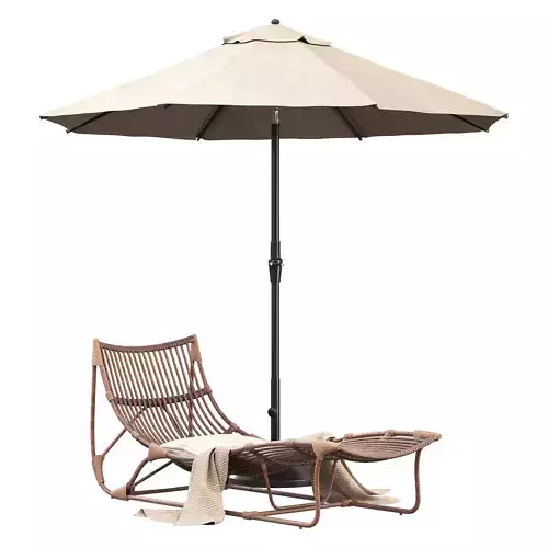 round 9 ft market outdoor umbrella and lounger